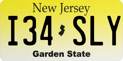 NJ license plate I34SLY
