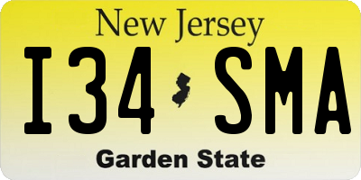 NJ license plate I34SMA