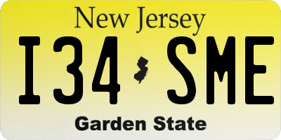 NJ license plate I34SME