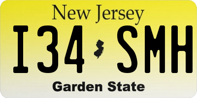 NJ license plate I34SMH