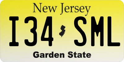 NJ license plate I34SML