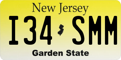 NJ license plate I34SMM