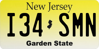 NJ license plate I34SMN