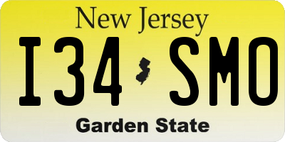 NJ license plate I34SMO