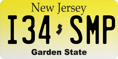 NJ license plate I34SMP