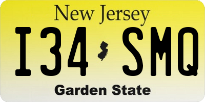 NJ license plate I34SMQ