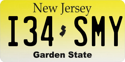 NJ license plate I34SMY