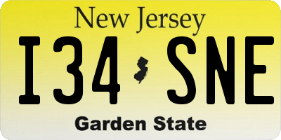 NJ license plate I34SNE