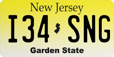 NJ license plate I34SNG