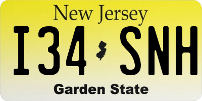 NJ license plate I34SNH