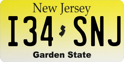 NJ license plate I34SNJ