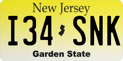 NJ license plate I34SNK
