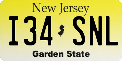 NJ license plate I34SNL
