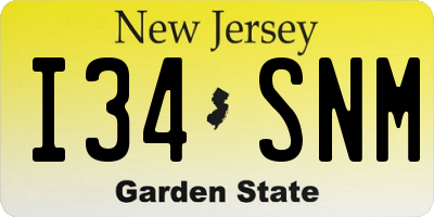 NJ license plate I34SNM