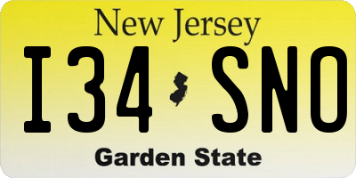 NJ license plate I34SNO