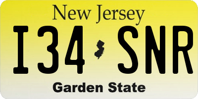 NJ license plate I34SNR