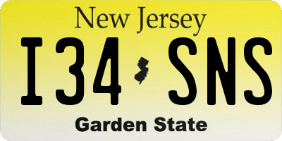 NJ license plate I34SNS