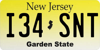 NJ license plate I34SNT