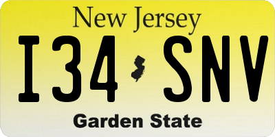 NJ license plate I34SNV
