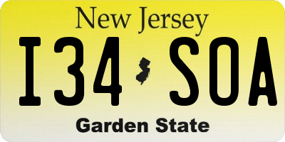 NJ license plate I34SOA