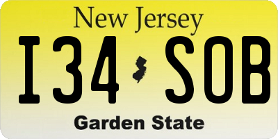 NJ license plate I34SOB