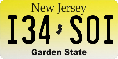 NJ license plate I34SOI