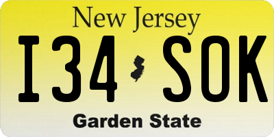 NJ license plate I34SOK