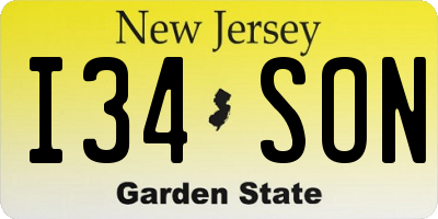 NJ license plate I34SON