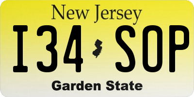 NJ license plate I34SOP