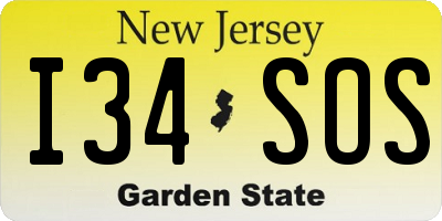 NJ license plate I34SOS
