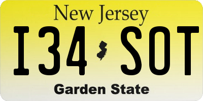 NJ license plate I34SOT