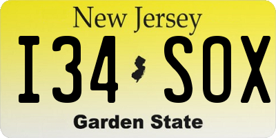 NJ license plate I34SOX