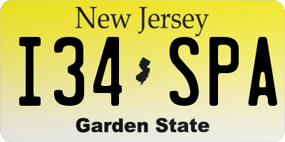 NJ license plate I34SPA