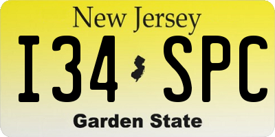 NJ license plate I34SPC