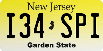NJ license plate I34SPI