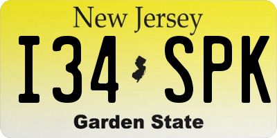 NJ license plate I34SPK