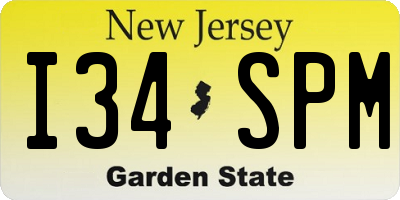 NJ license plate I34SPM