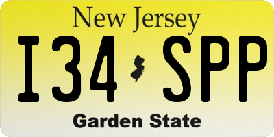 NJ license plate I34SPP