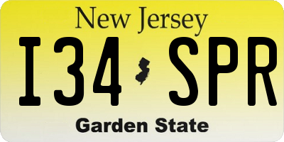 NJ license plate I34SPR