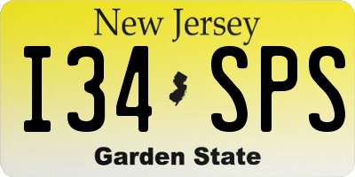NJ license plate I34SPS
