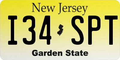 NJ license plate I34SPT