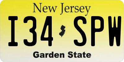NJ license plate I34SPW