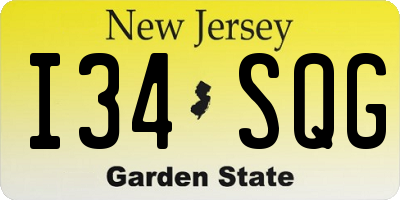 NJ license plate I34SQG