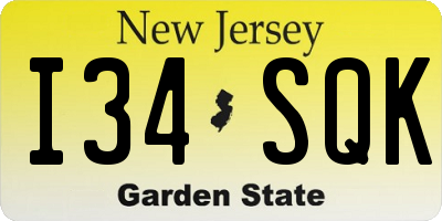 NJ license plate I34SQK