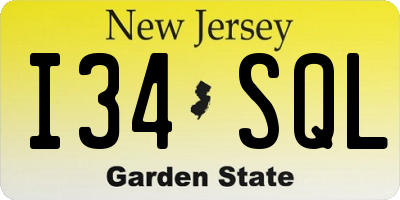 NJ license plate I34SQL