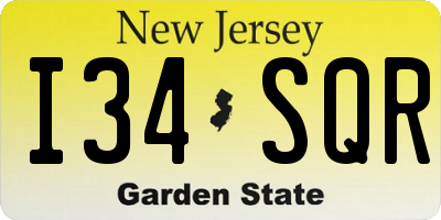 NJ license plate I34SQR