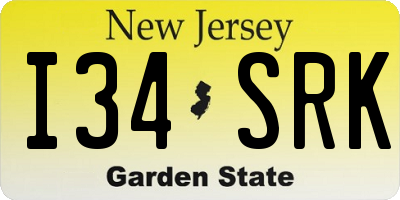 NJ license plate I34SRK