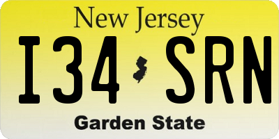 NJ license plate I34SRN