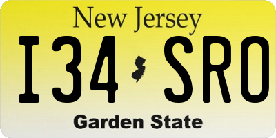 NJ license plate I34SRO