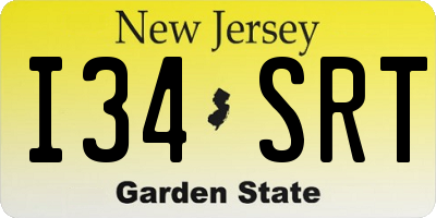NJ license plate I34SRT